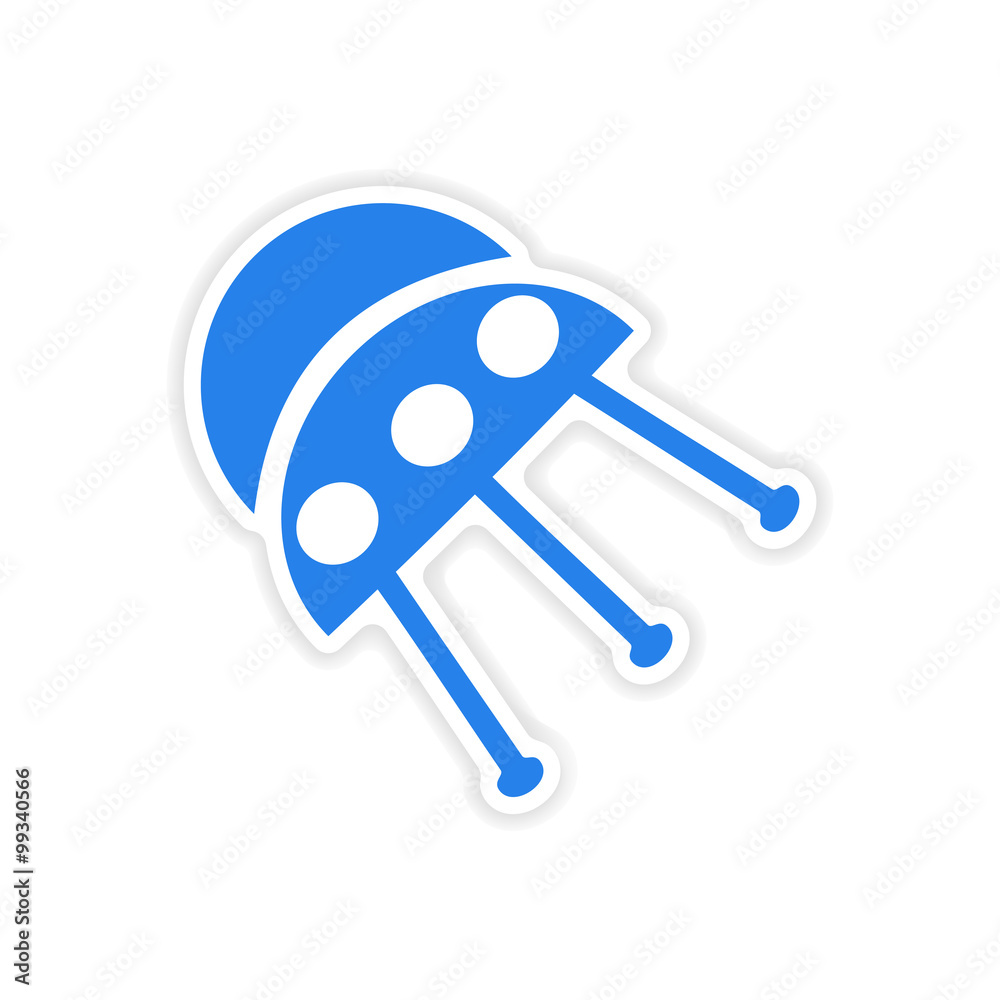 icon sticker realistic design on paper UFO icon sticker realistic design on paper UFO
