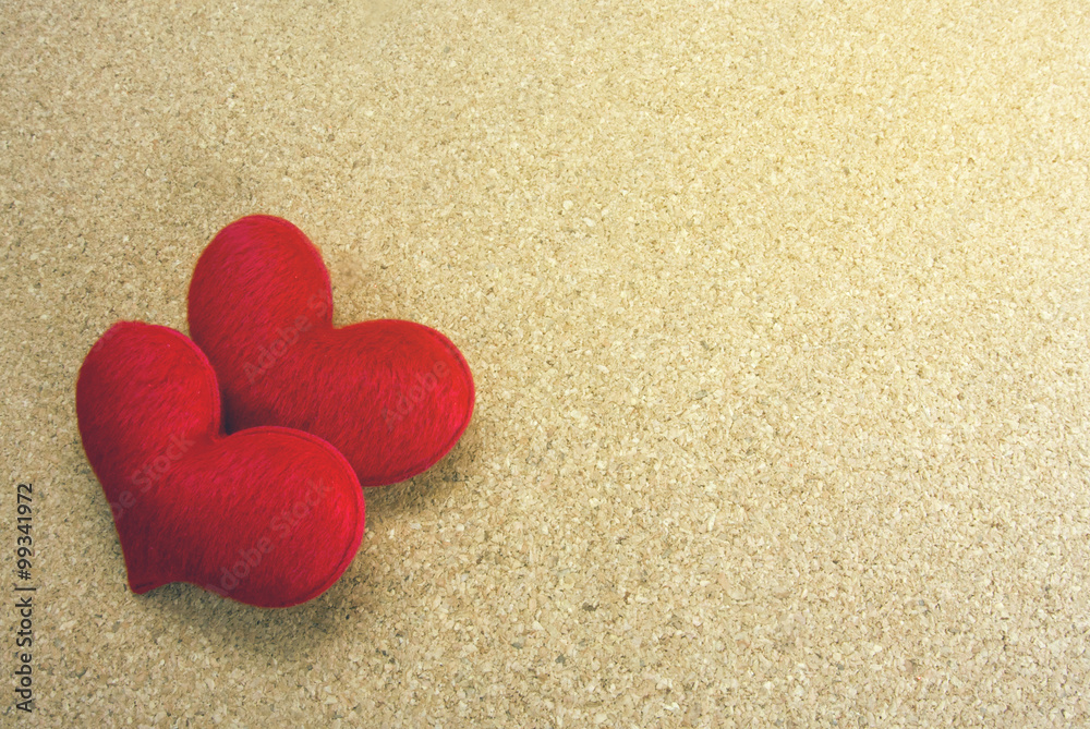 two red heart on wooden background two red heart on wooden background
