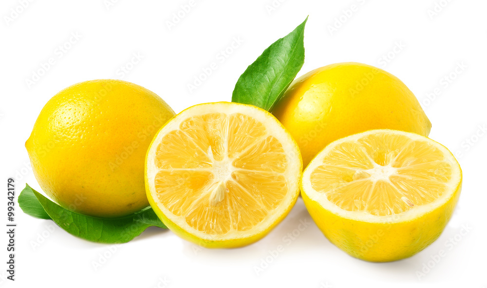 Two lemons with leaf