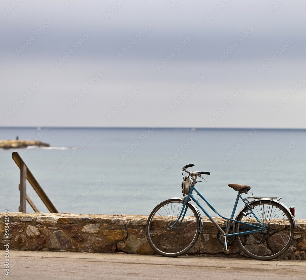 Vintage bike waiting at the beach