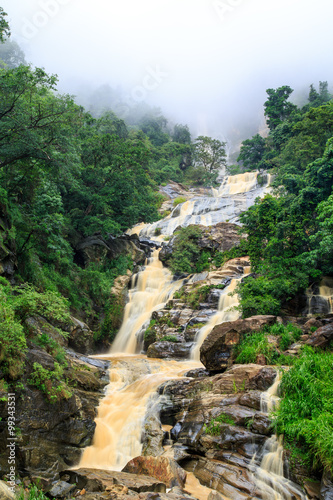 Waterfall in the rocky hills of Sri Lanka