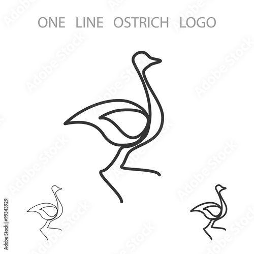 Ostrich. One Line Logo. Minimalism Style Logotype. Vector photo