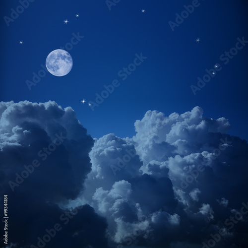 Fantastic Aerial view of Night Sky - Clouds, Stars and the