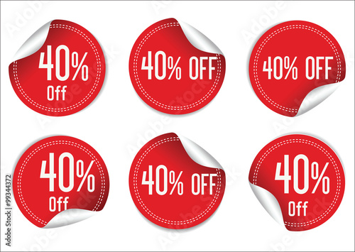 10 percent off red paper sale stickers