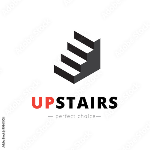 Vector isometric stairs logo. Brand sign