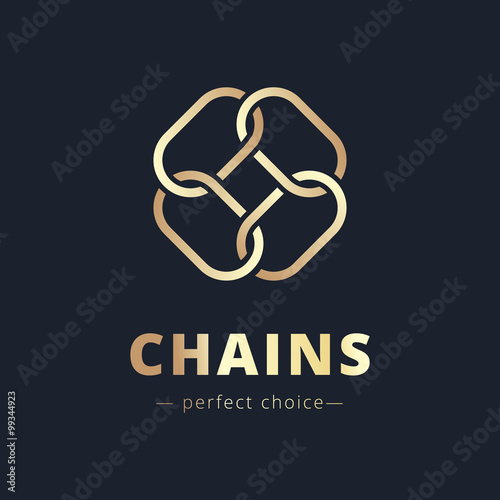 Vector minimalistic chain flower golden logo