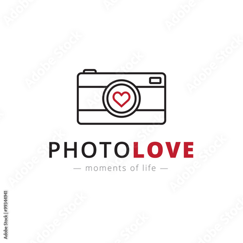 Vector line style camera logo. Brand sign