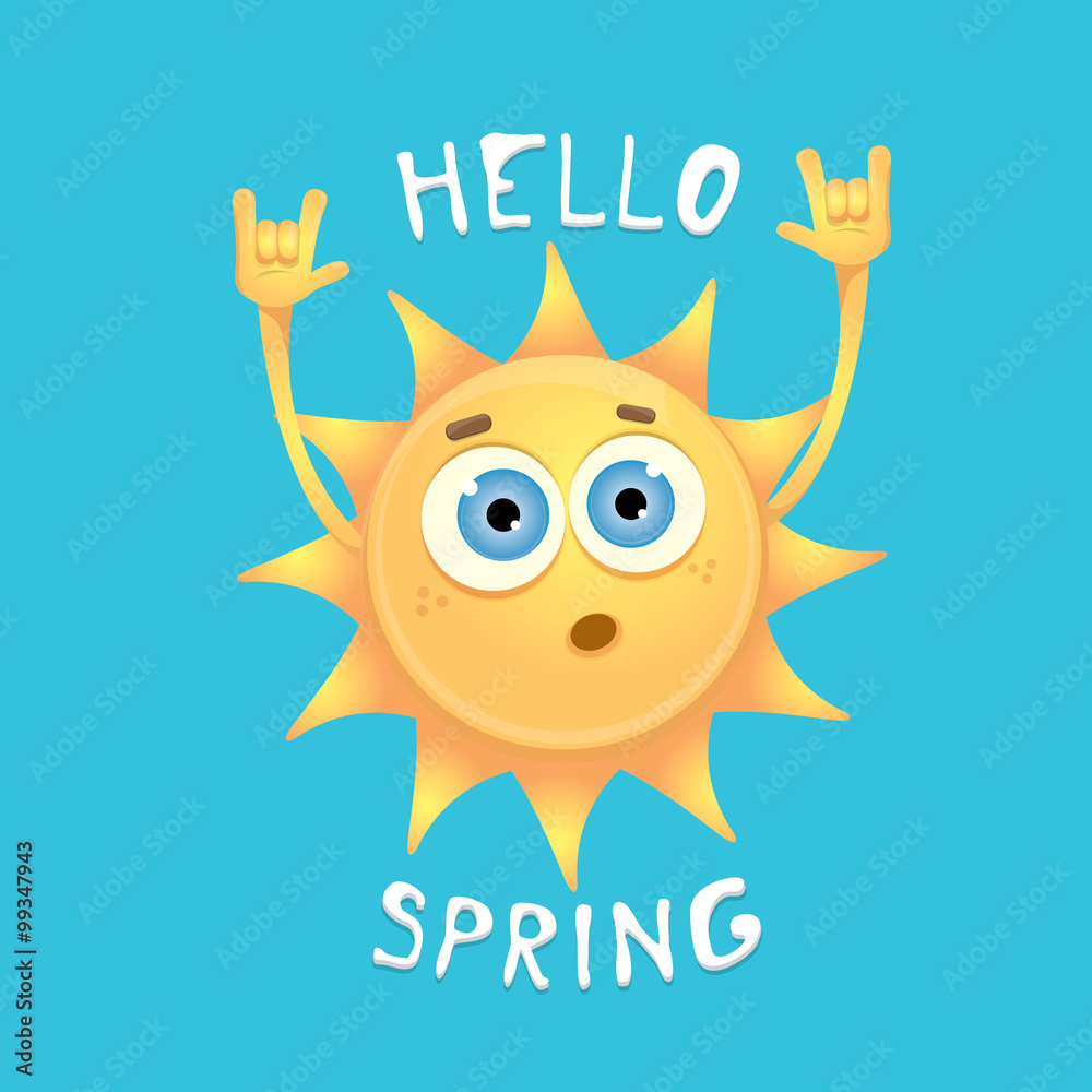sun hand rock n roll icon vector . Spring sun hand rock n roll icon vector . Spring