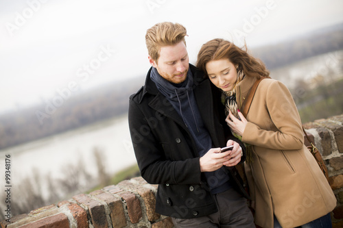 Young loving couple outdoor