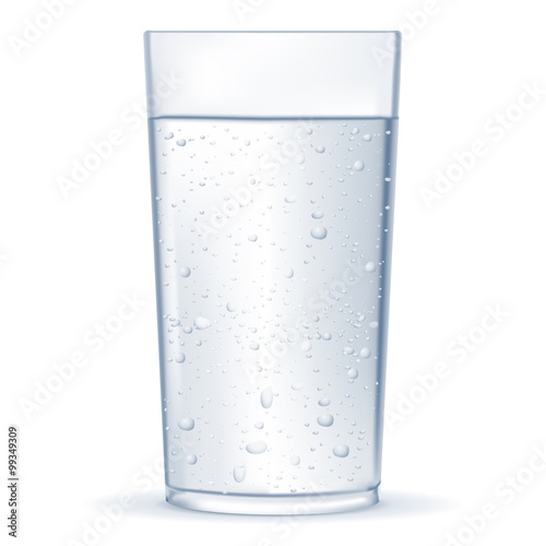 Glass of water with drops. 