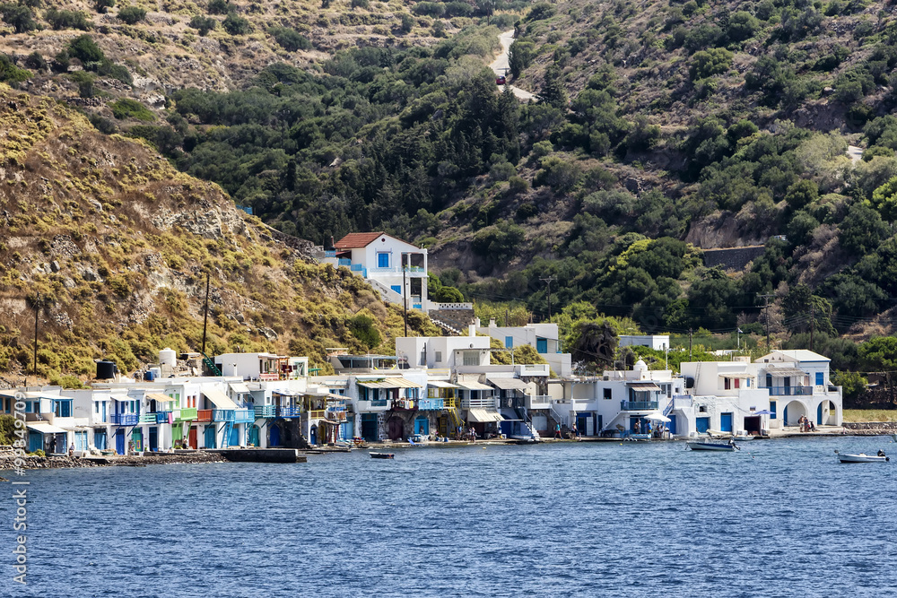 Colorful houses in the Village of Klima. Milos Island, Greece.