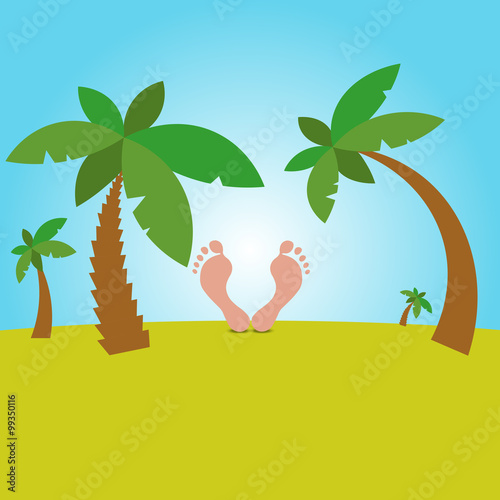 Wallpaper Mural Cartoon Illustration of male feet resting on the background of t Torontodigital.ca
