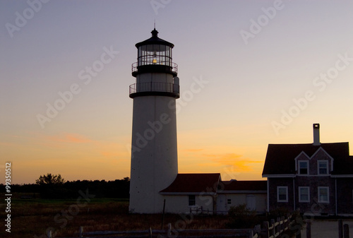 Sunset behind Highland light on Cape Cod in Massachusetts.