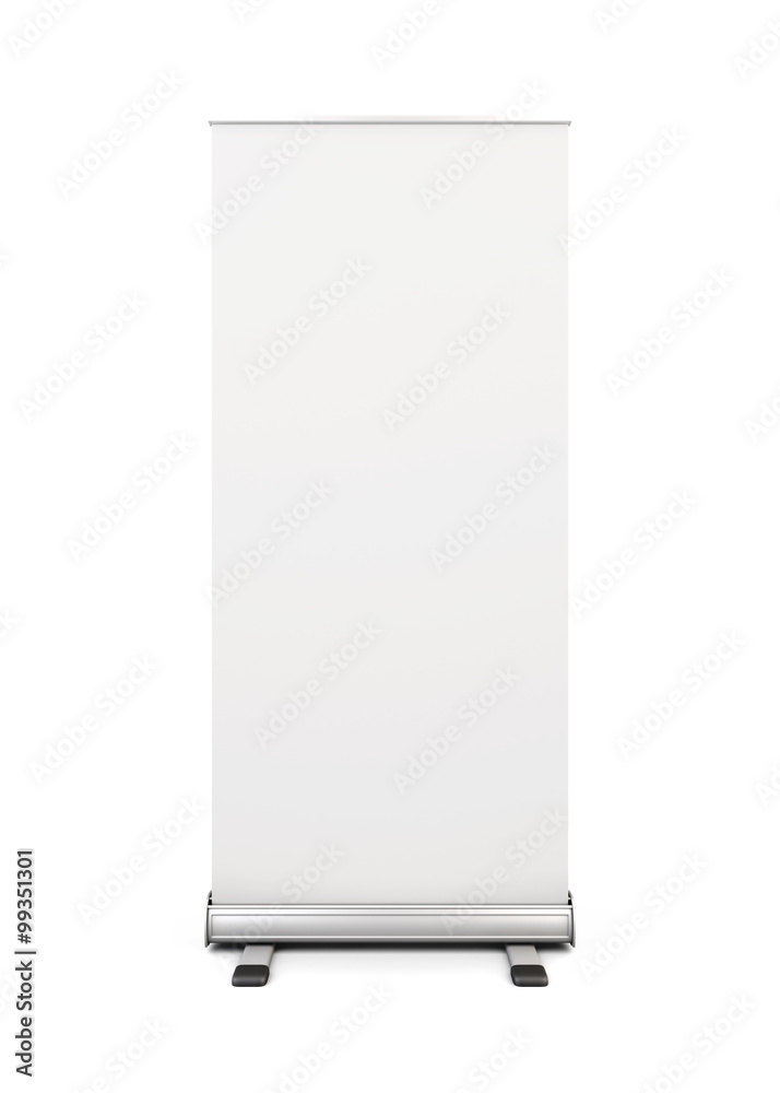 Blank roll-up banner display isolated on white background. 3d. Blank roll-up banner display isolated on white background. 3d.