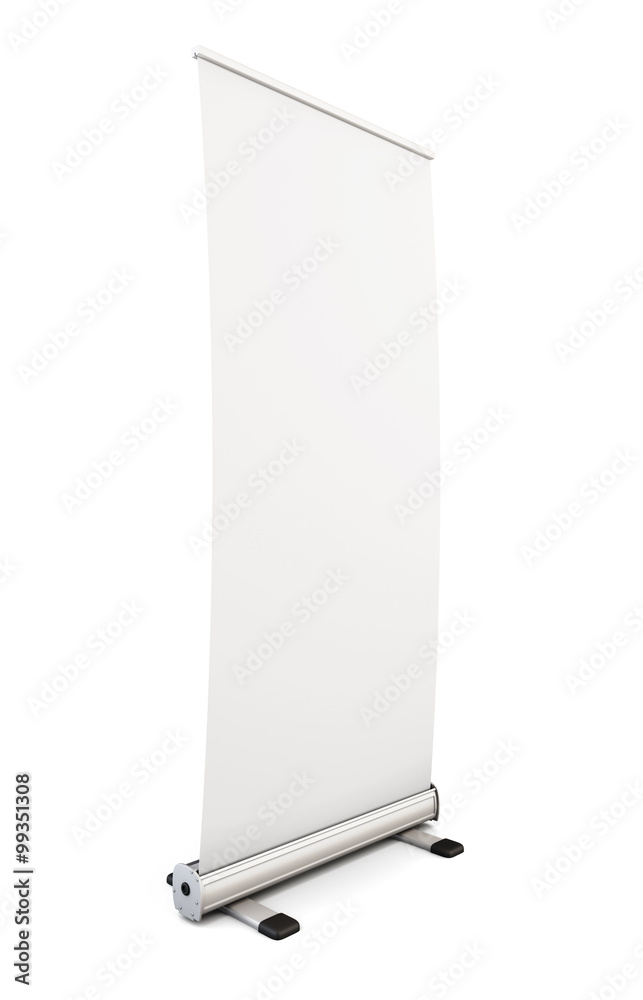 Blank roll up banner display isolated on white background. Templ Blank roll up banner display isolated on white background. Templ