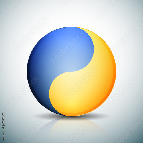 Yin Yan button (Ukrainian colors) photo
