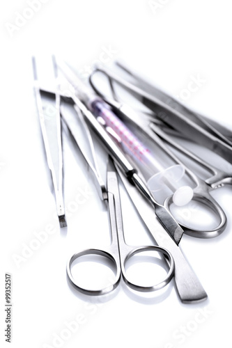 Surgery instruments isolated on white