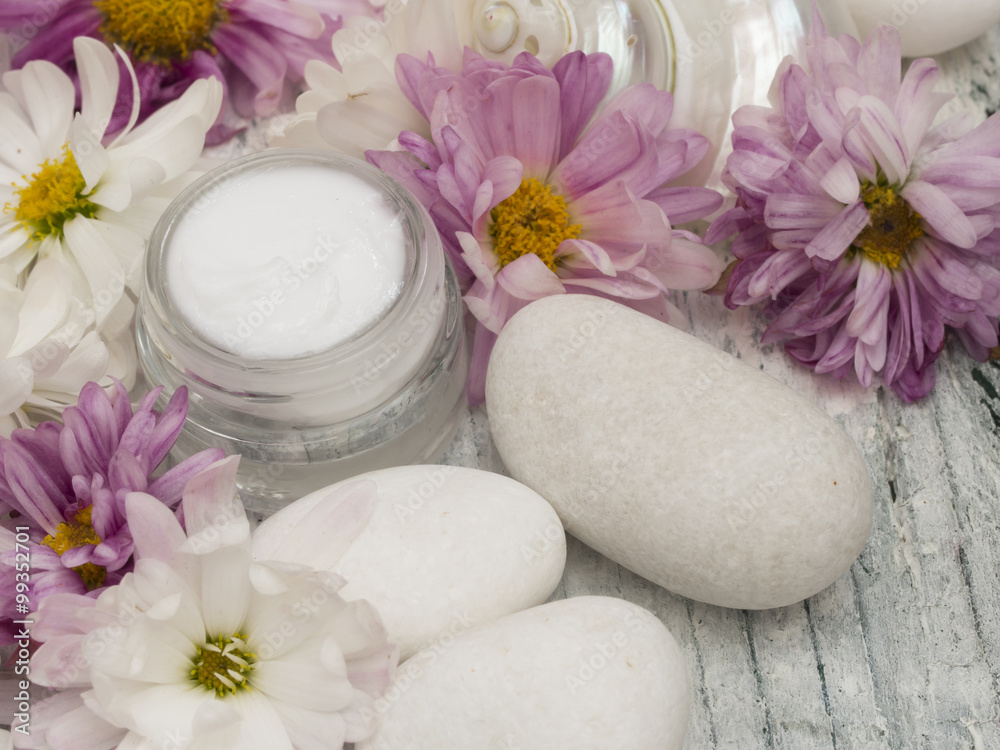 facial cream with fresh flowers facial cream with fresh flowers
