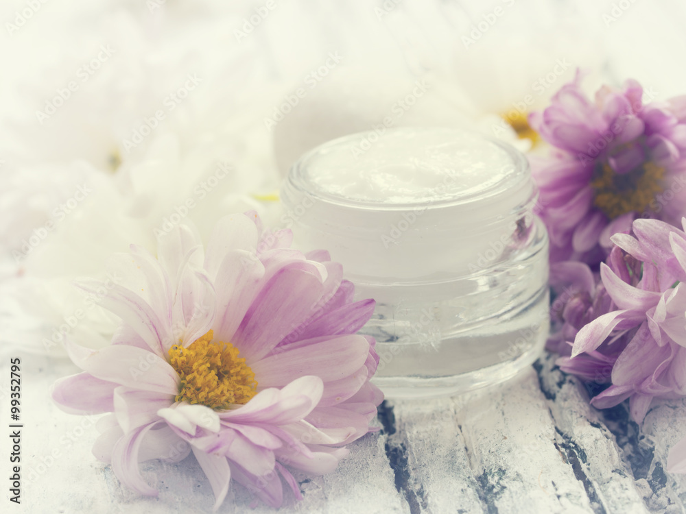 facial cream with fresh flowers facial cream with fresh flowers