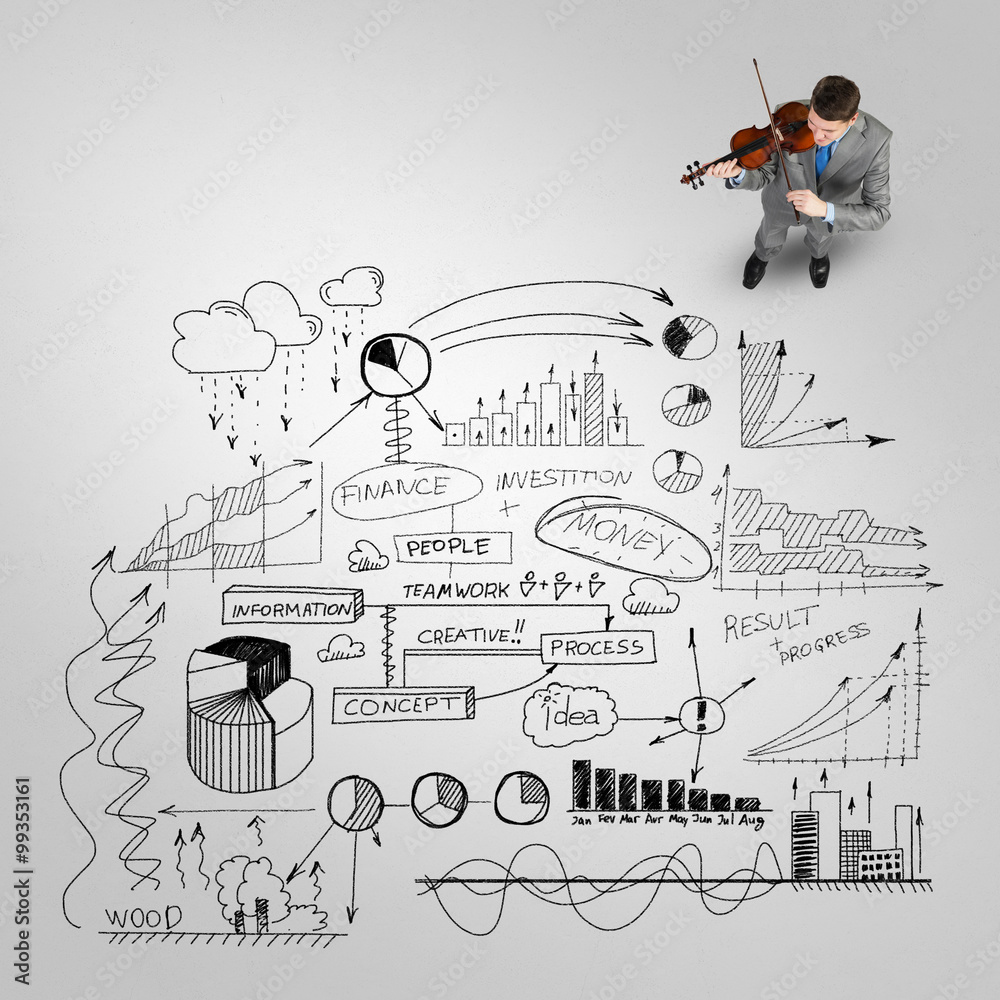 Naklejka premium Businessman play success melody