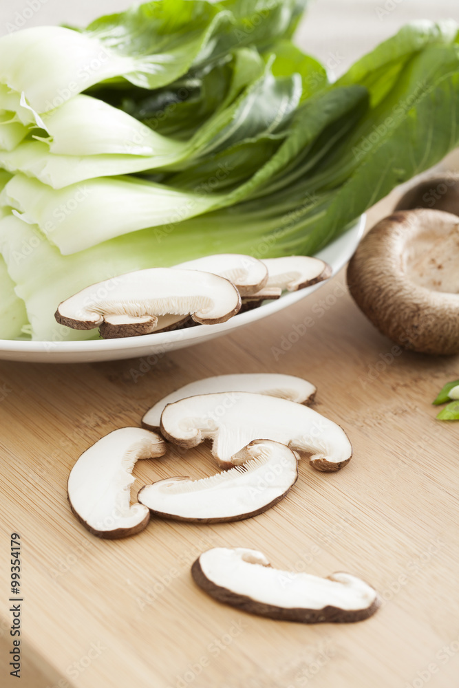 Bok choy and mushrooms