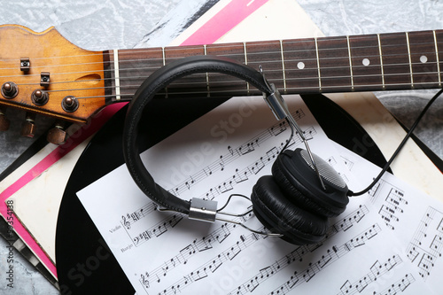 Electric guitar and headpho...