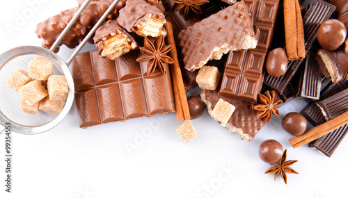 Chocolate sweets isolated on white