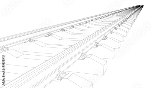 Fotografia, Obraz Railway on white