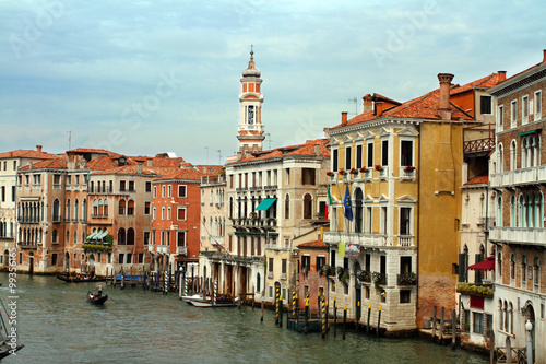 View of the Grand Canal in Venice Rialto bridge