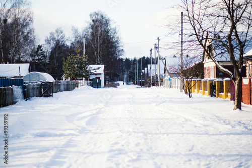 Winter landscape of the  village in snow © ribalka yuli