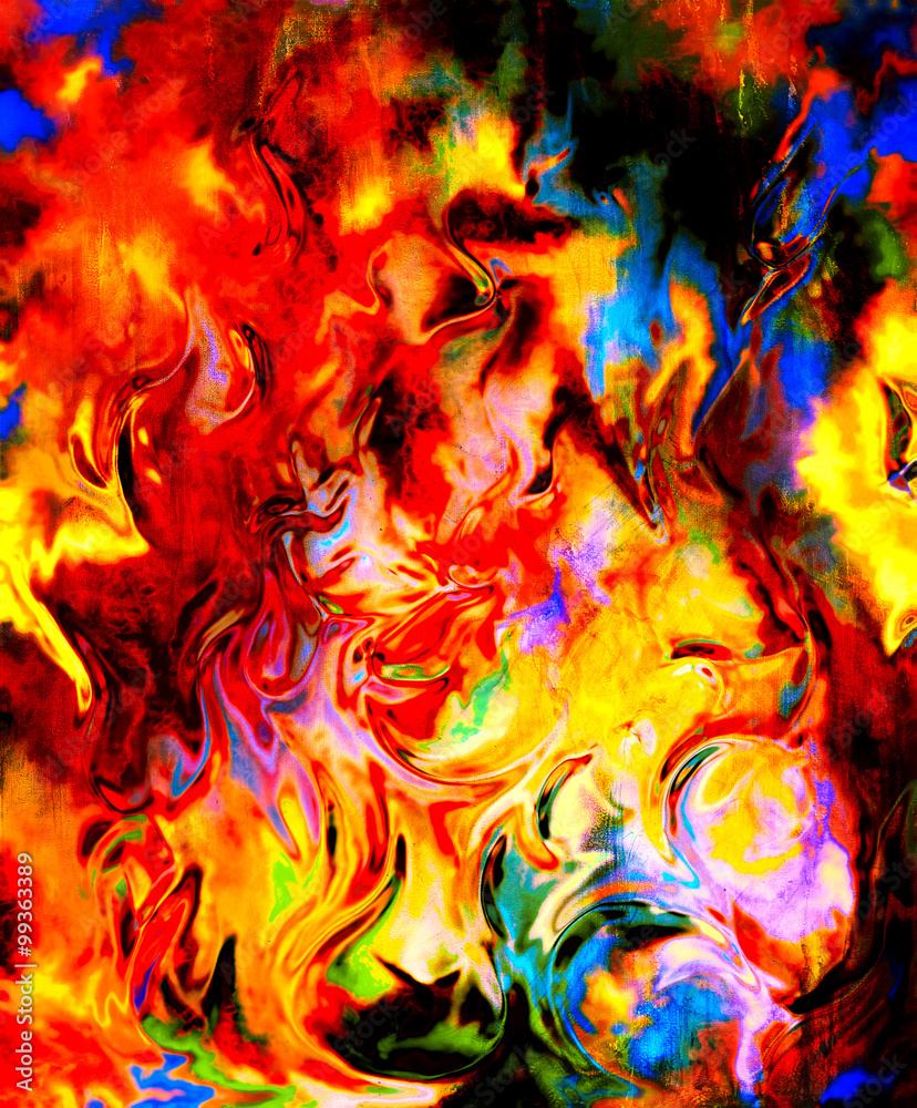 Fire flames background, LAVA structure. Computer collage. Earth Concept.