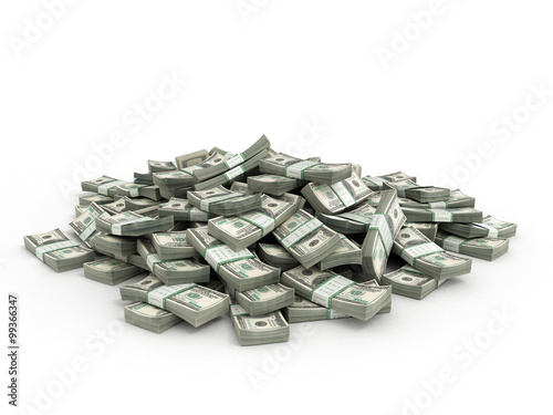 Pile of packs of dollar bills