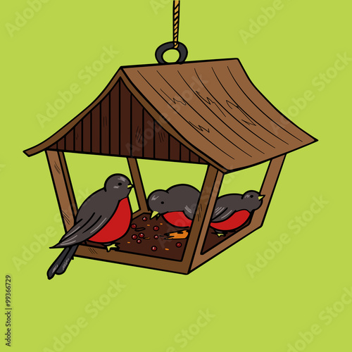 Bird feeder pop art style vector