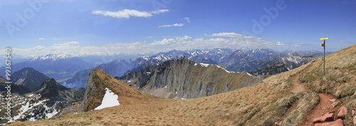 Wandergebiet Rofan mit Blick in die Alpen zur Zeit der Schneesch