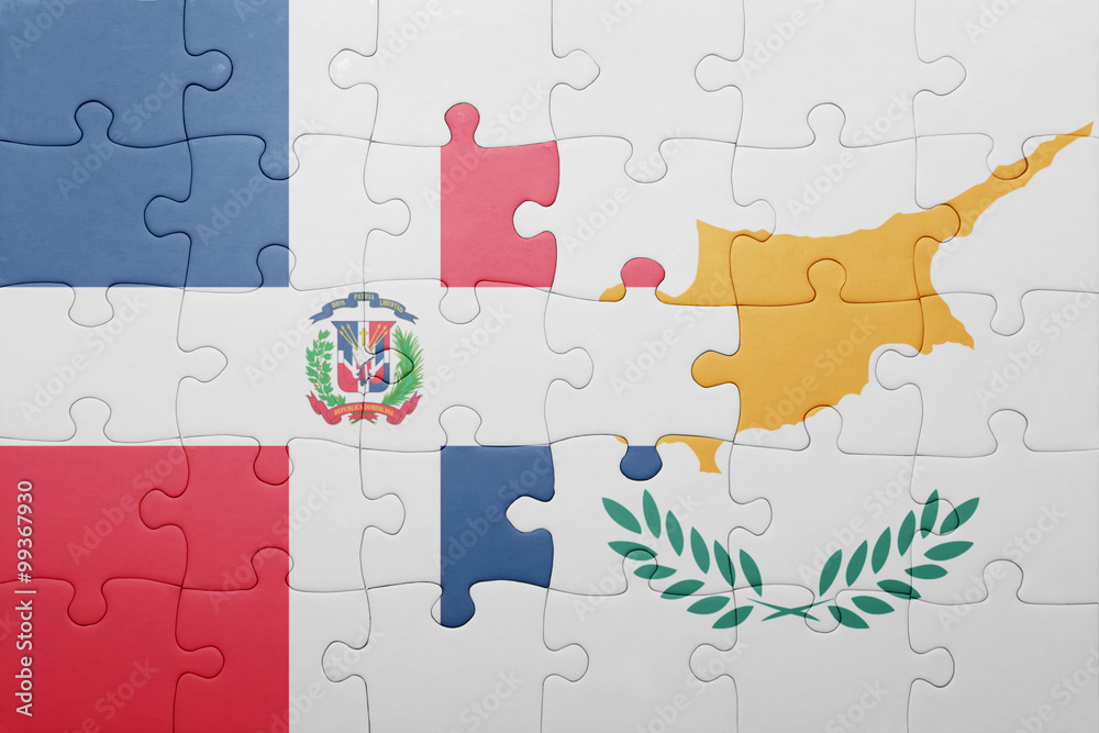 puzzle with the national flag of cyprus and dominican republic