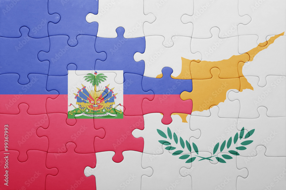 puzzle with the national flag of cyprus and haiti