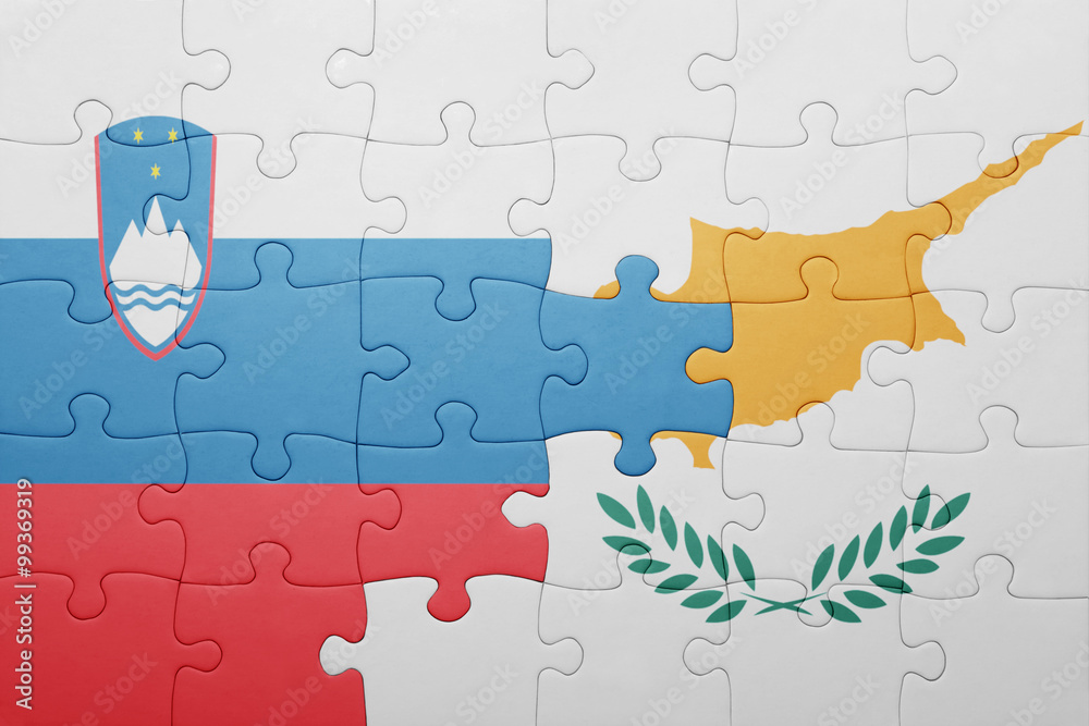 puzzle with the national flag of cyprus and slovenia