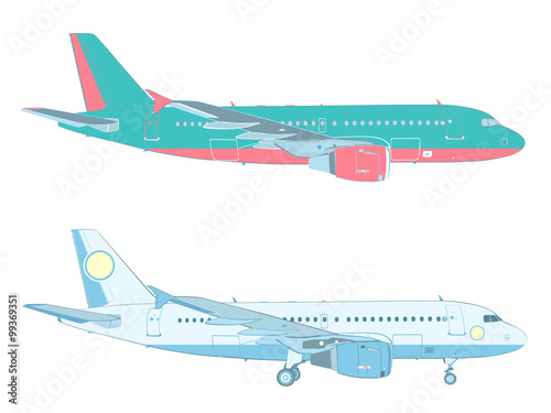 vector drawing  airbus on white background with and without gear