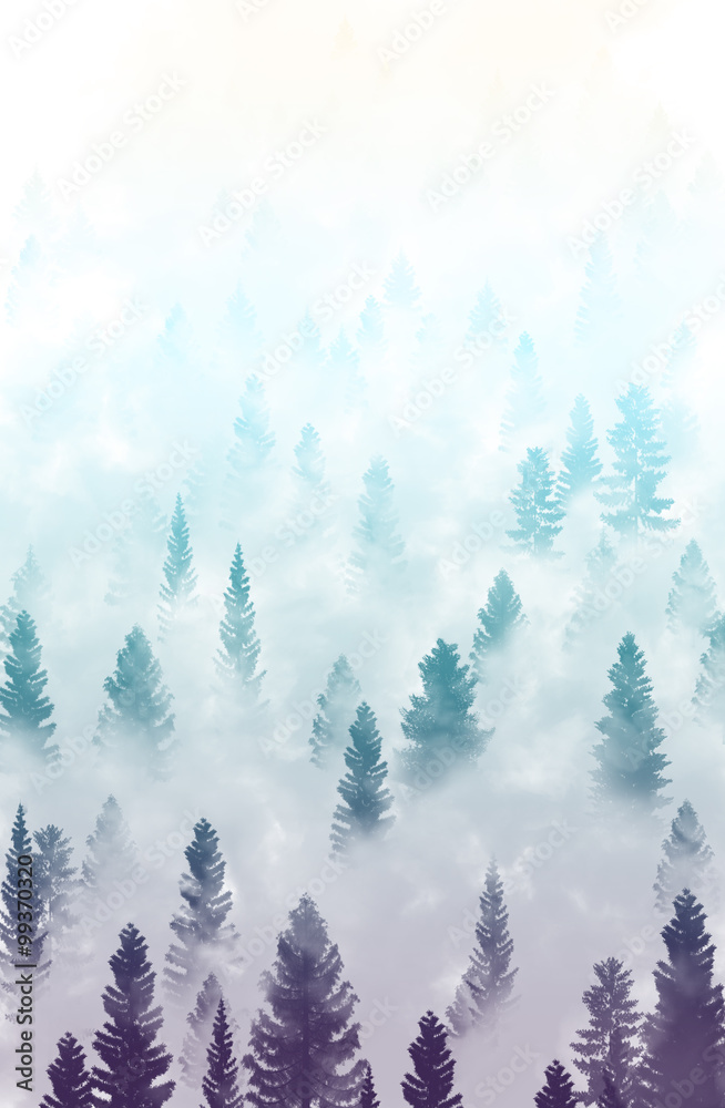 Obraz premium misty forest landscape