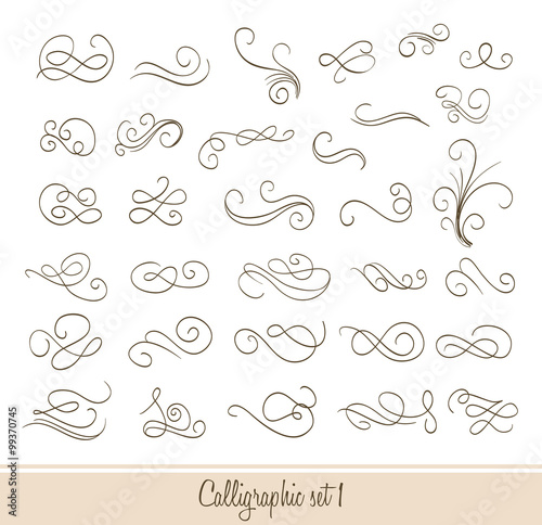 set of calligraphic decorative elements. vector