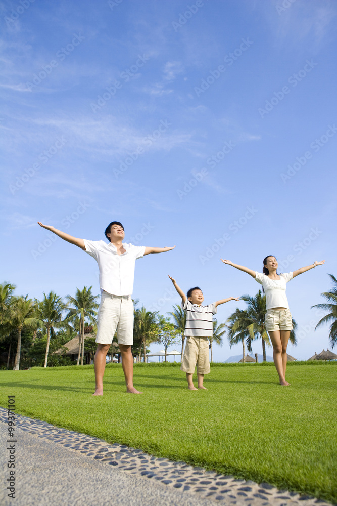 Portrait of a family in a tropical location Portrait of a family in a tropical location