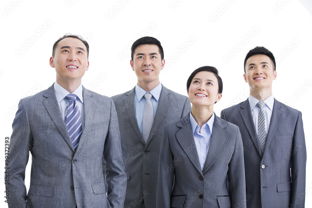Business team looking up Business team looking up