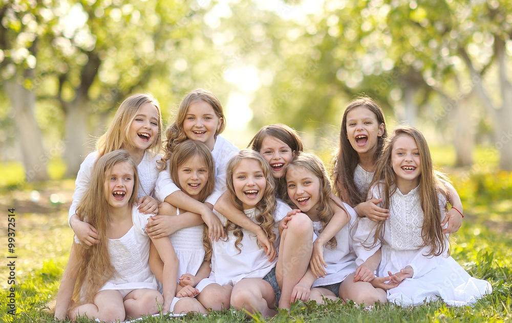 Portrait of happy children on nature in summer Portrait of happy children on nature in summer