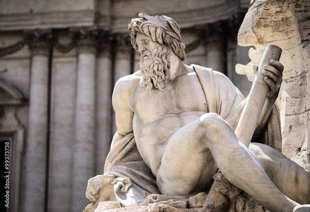 Naklejka premium Statue of Zeus in Fountain, Piazza Navona, Rome, Italy