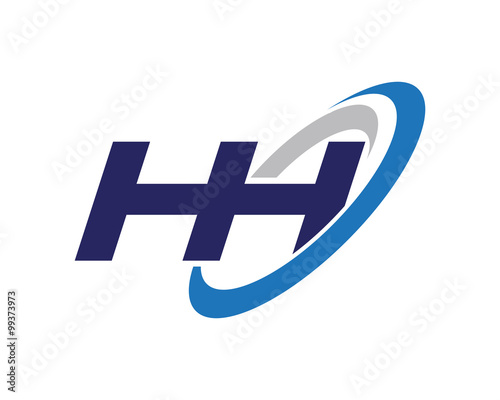 Free Download HH Letter Swoosh Blue Logo - GFXLoad