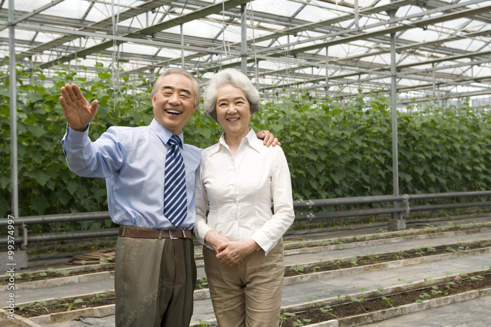 Senior couple in modern farm