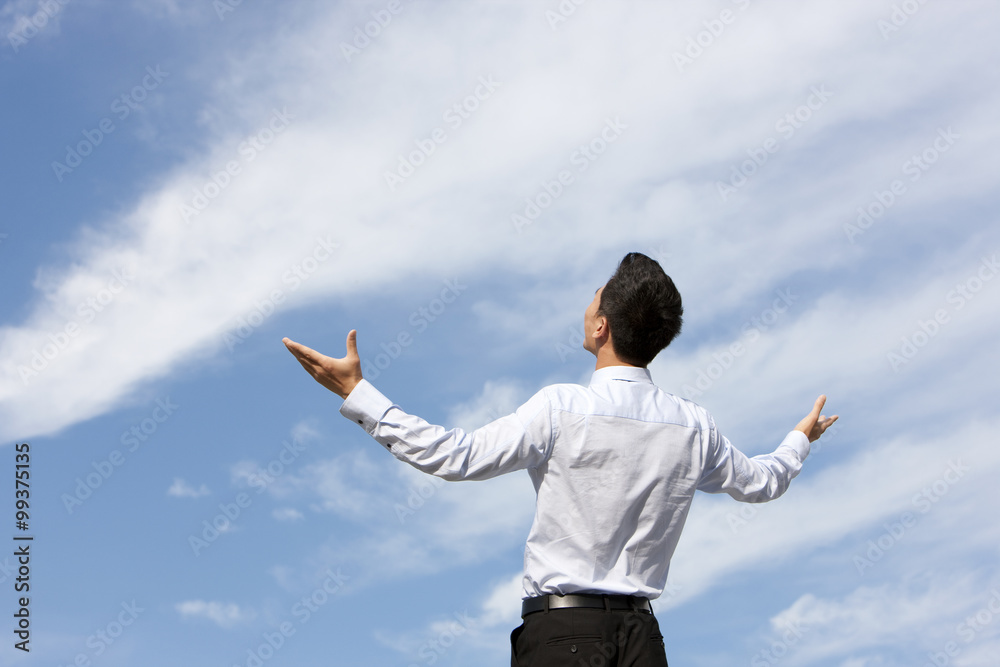Businessman Standing with Arms Outstretched Businessman Standing with Arms Outstretched