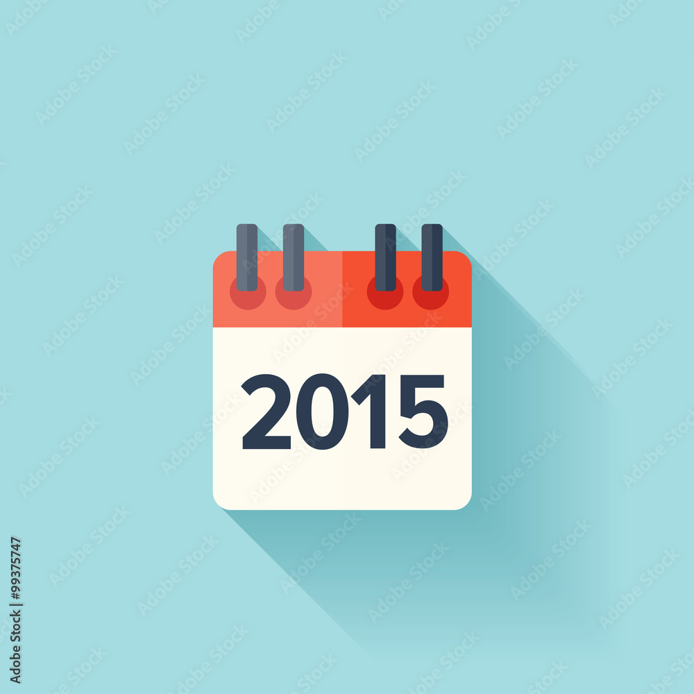 Flat calendar icon. Date and time background. New year. 2015. Flat calendar icon. Date and time background. New year. 2015.