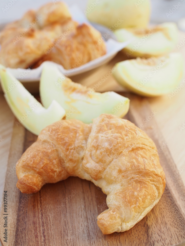 Fresh croissant in fresh morning