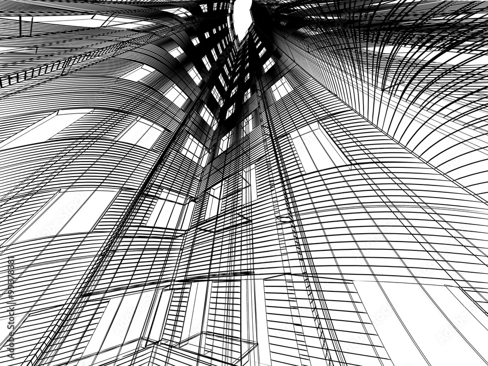 Abstract modern building. 3D render background Abstract modern building. 3D render background